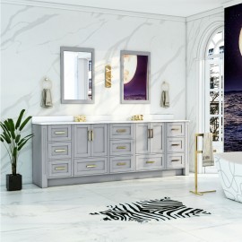 Virta 88 Inch Flow Floor Mount Double Sink Vanity -...