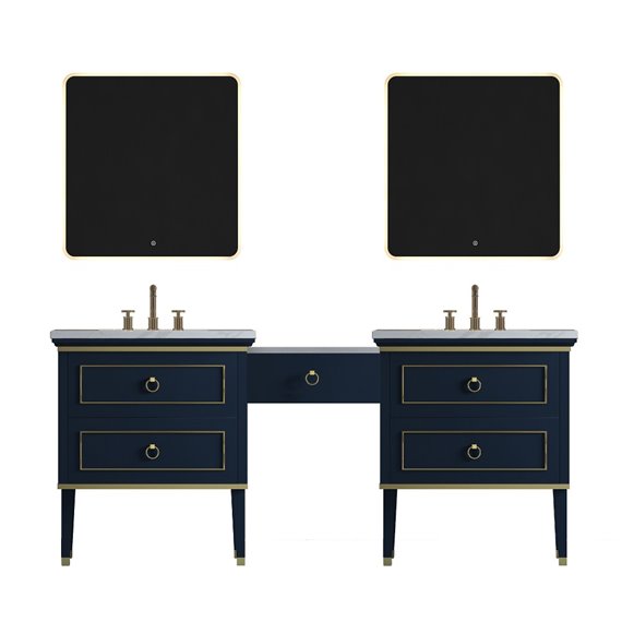 Virta Bluestar 70 Inch Floor Mount Double Sink Makeup Table Vanity