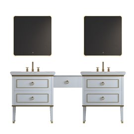 The Eloise Bathroom Vanity, Rustic Almond, 72, Double Sink, Freestanding