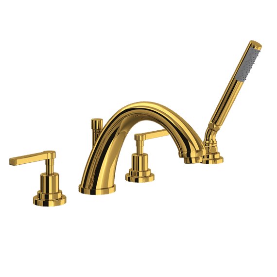 ROHL Lombardia® 4-Hole Deck Mount C-Spout Tub Filler With Handshower