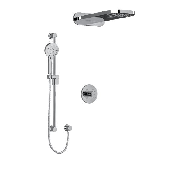 Riobel Edge KIT2745EDTM Type TP thermostaticpressure balance 0.5 coaxial 3-way system with hand shower rail and rain and cascade