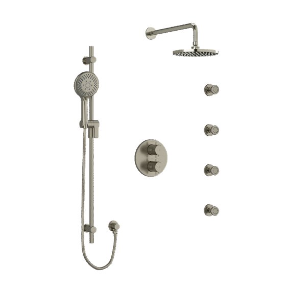 Riobel Edge KIT446EDTM Type TP thermostaticpressure balance double coaxial system with hand shower rail 4 body jets and shower h