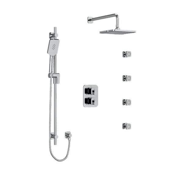 Riobel Equinox KIT446EQ Type TP thermostaticpressure balance double coaxial system with hand shower rail 4 body jets and shower 