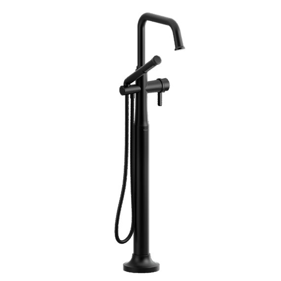 Riobel Momenti TMMSQ39J 2-way Type T (thermostatic) coaxial floor-mount tub filler with hand shower (Without Rough-in)