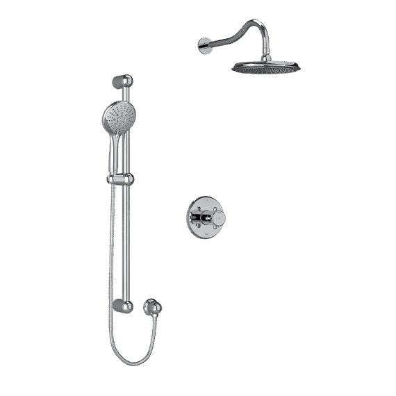 Riobel KIT323RT Type TP thermostaticpressure balance 0.5 coaxial 2-way system with hand shower and shower head