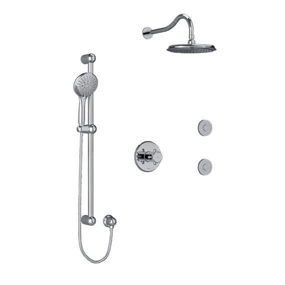 Riobel KIT3545RT Type TP thermostaticpressure balance 0.5 coaxial 3-way system with hand shower rail shower head and spout