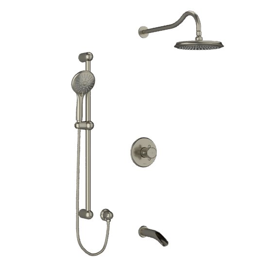 Riobel KIT1345RT Type TP thermostaticpressure balance 0.5 coaxial 3-way system with hand shower rail shower head and spout