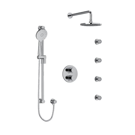 Riobel Riu KIT446RUTM Type TP thermostaticpressure balance double coaxial system with hand shower rail 4 body jets and shower he
