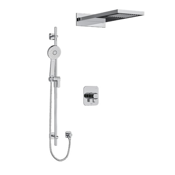 Riobel Salome KIT2745SA Type TP thermostaticpressure balance 0.5 coaxial 3-way system with hand shower rail and rain and cascade