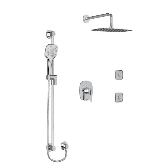 Riobel Venty KIT3545VY Type TP thermostaticpressure balance 0.5 coaxial 3-way system with hand shower rail shower head and spout