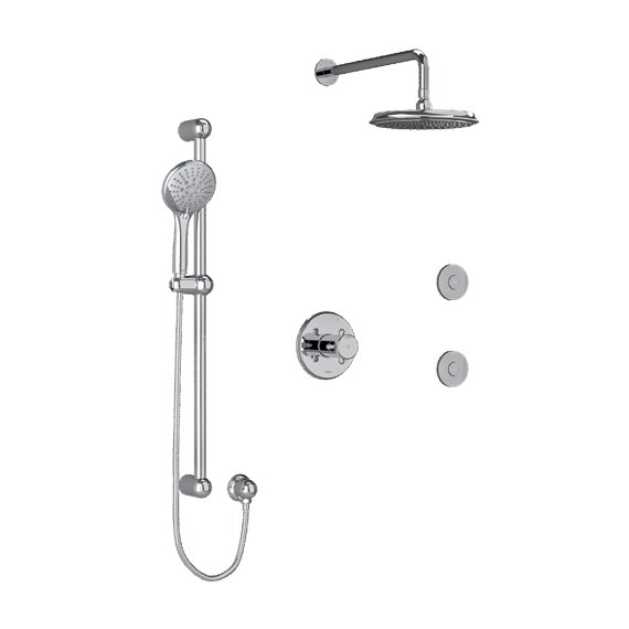 Riobel Georgian KIT3545GN Type TP thermostaticpressure balance 0.5 coaxial 3-way system with hand shower rail shower head and sp