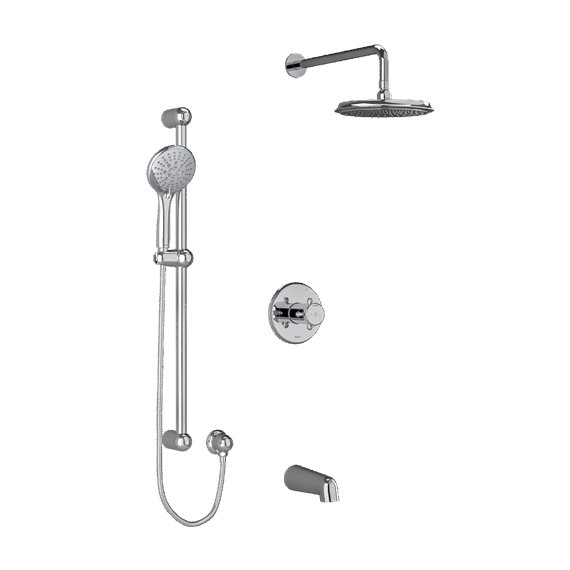 Riobel Georgian KIT1345GN Type TP thermostaticpressure balance 0.5 coaxial 3-way system with hand shower rail shower head and sp