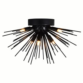 CWI Savannah 6 Light Flush Mount With Black Finish