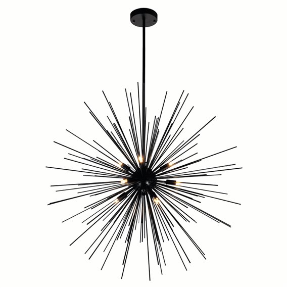 CWI Savannah 9 Light Chandelier With Black Finish