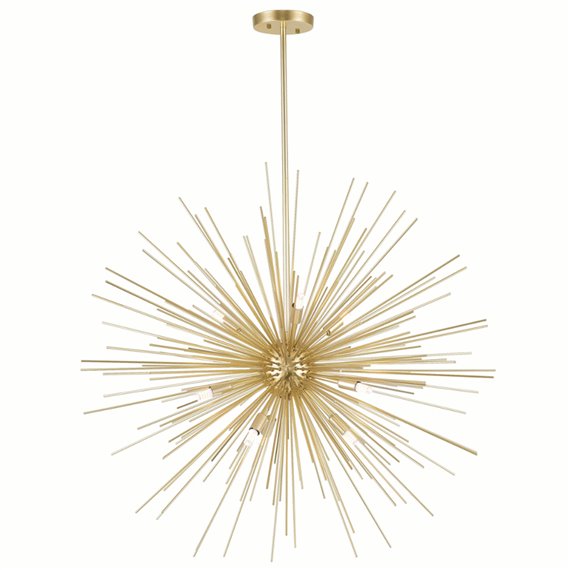 CWI Savannah 9 Light Chandelier With Gold Leaf Finish