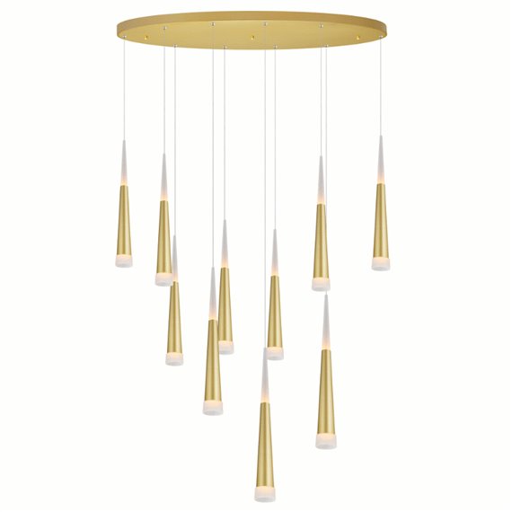 CWI Andes LED Multi Light Pendant With Satin Gold Finish