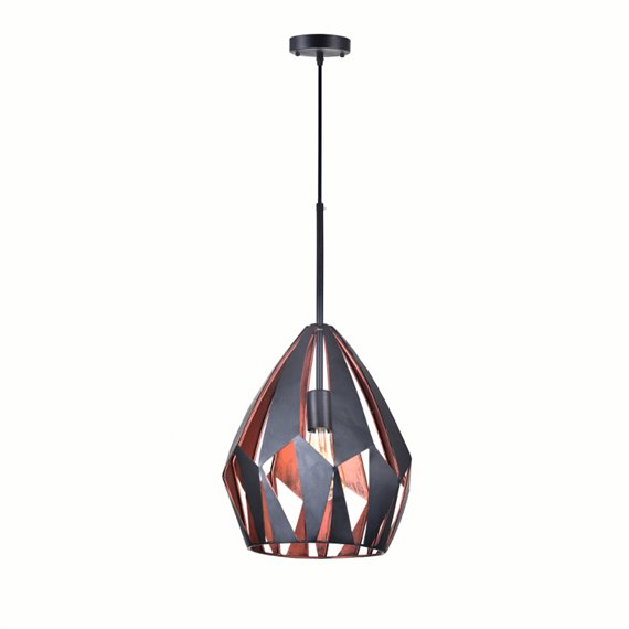 CWI Oxide 1 Light Down Pendant With Black+Copper Finish