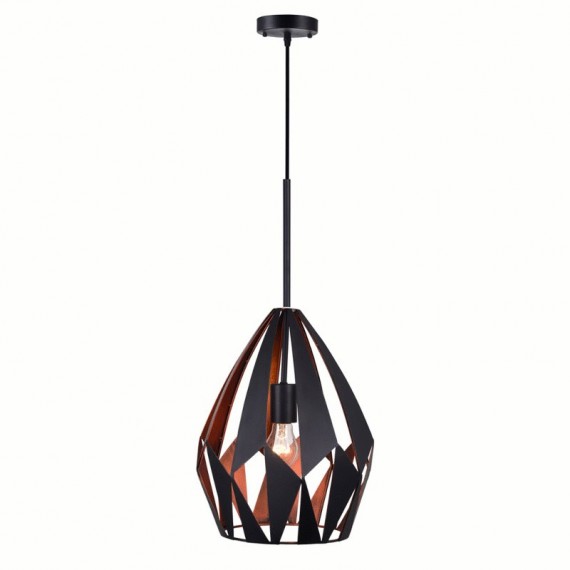 CWI Oxide 1 Light Down Pendant With Black+Copper Finish