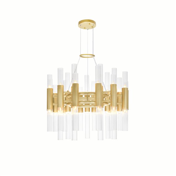 CWI Orgue 42 Light Chandelier With Satin Gold Finish