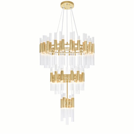 CWI Orgue 123 Light Chandelier With Satin Gold Finish