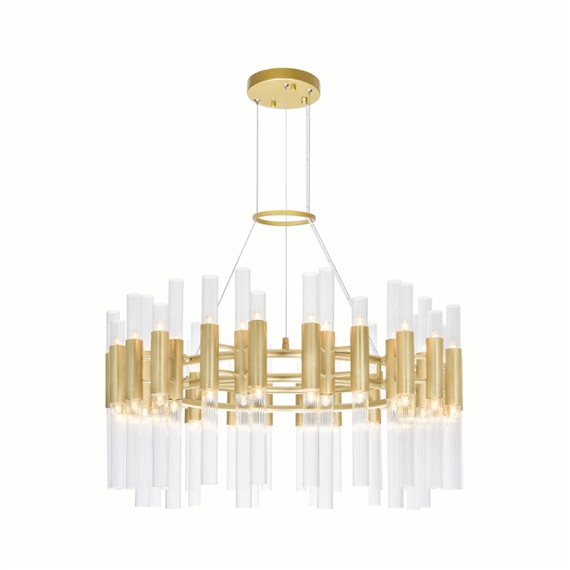 CWI Orgue 72 Light Chandelier With Satin Gold Finish