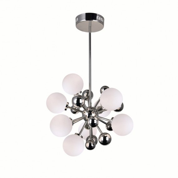 CWI Element 8 Light Chandelier With Polished Nickel Finish