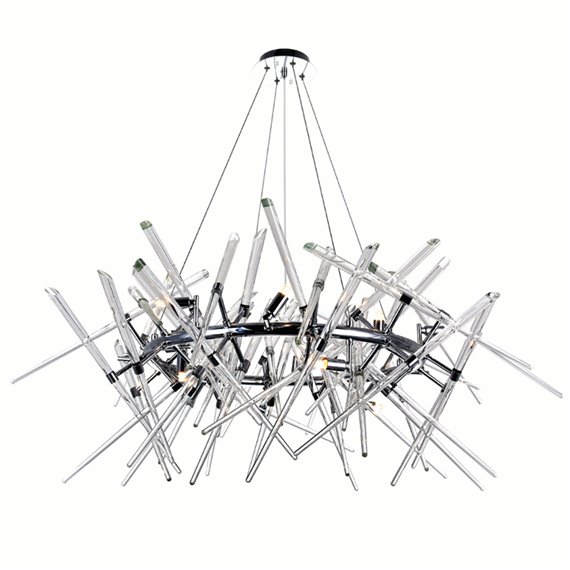 CWI Icicle 12 Light Chandelier With Chrome Finish