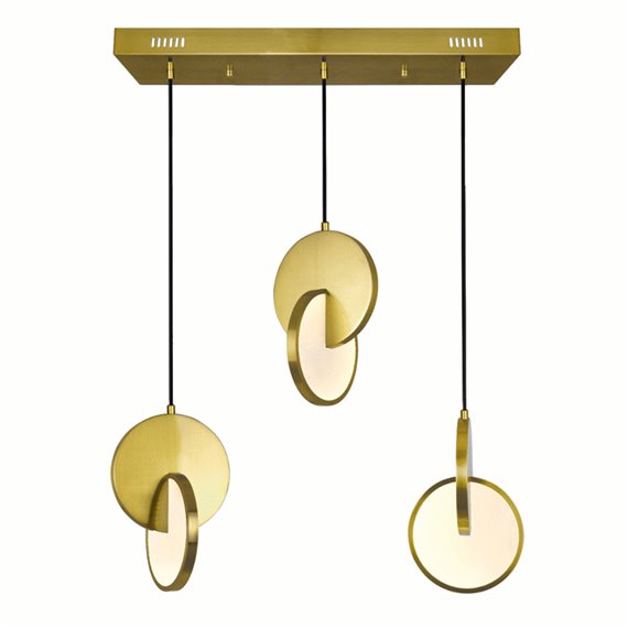 CWI Tranche LED Island/Pool Table Chandelier With Brushed Brass Finish