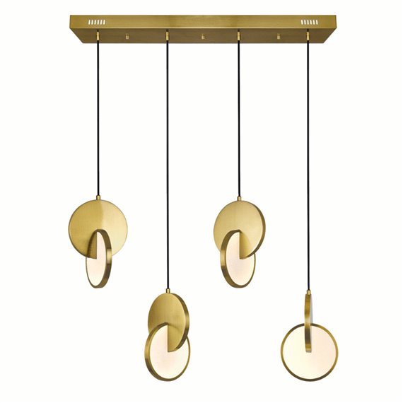 CWI Tranche LED Island/Pool Table Chandelier With Brushed Brass Finish