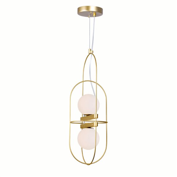 CWI Orbit 2 Light Pendant With Medallion Gold Finish