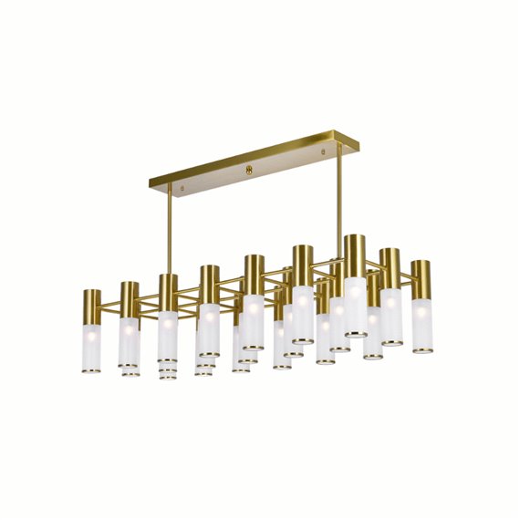 CWI Pipes 21 Light Island/Pool Table Chandelier With Brass Finish