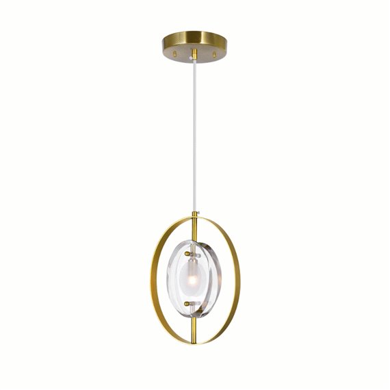 CWI Iris 1 Light Mini Pendant With Brass Finish