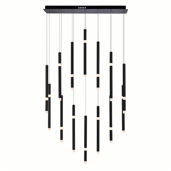 CWI Flute 14 Light LED Chandelier With Black Finish