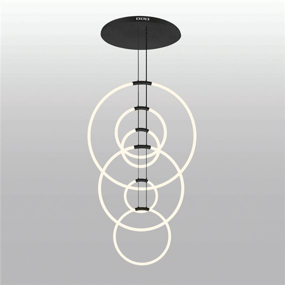 CWI Hoops 6 Light LED Chandelier With Black Finish