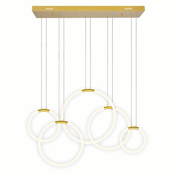 CWI Hoops 5 Light LED Chandelier With Satin Gold Finish