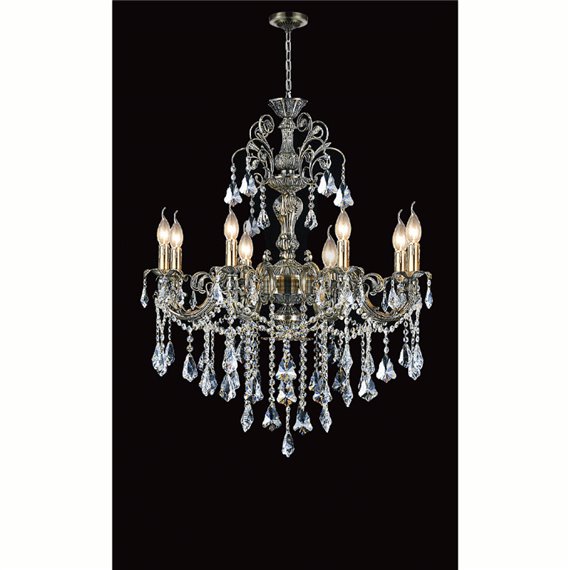 CWI Brass 8 Light Up Chandelier With Antique Brass Finish