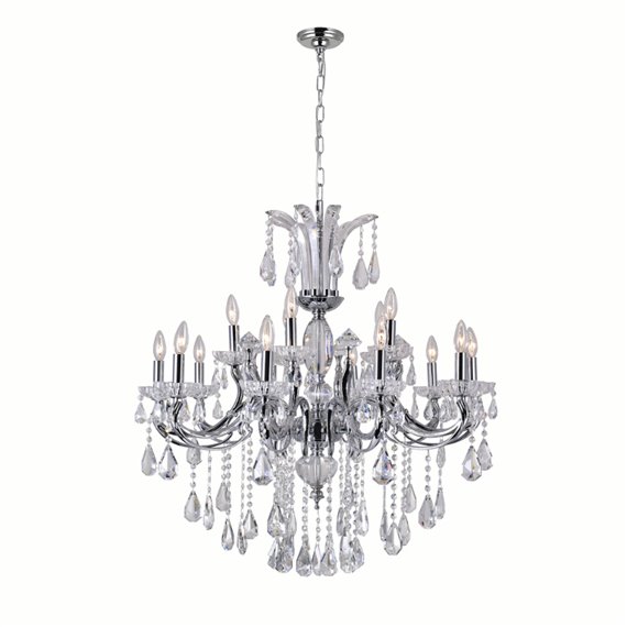 CWI Glorious 15 Light Up Chandelier With Chrome Finish