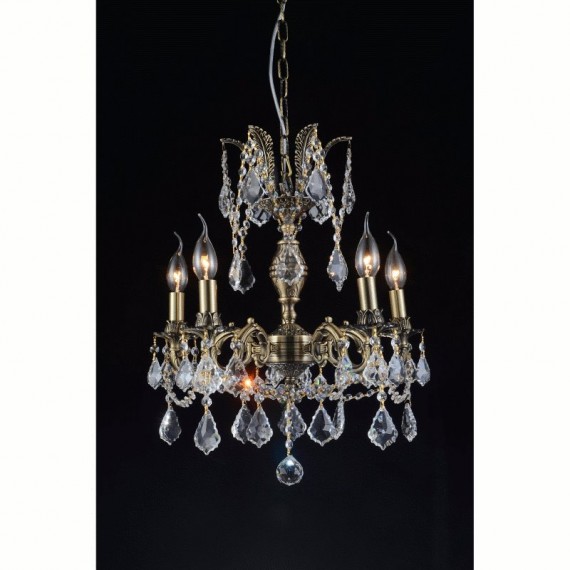 CWI Brass 5 Light Up Chandelier With Antique Brass Finish