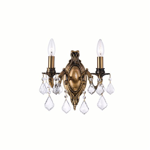 CWI Brass 2 Light Wall Sconce With French Gold Finish