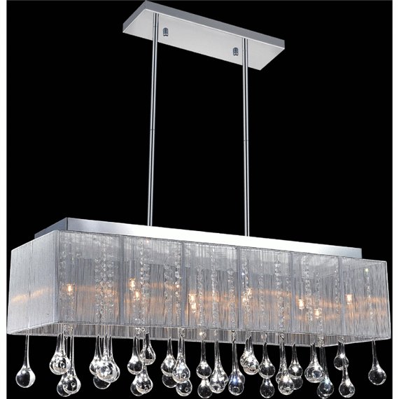 CWI Water Drop 14 Light Drum Shade Chandelier With Chrome Finish