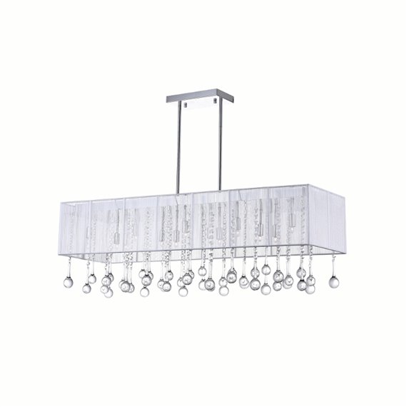 CWI Water Drop 14 Light Drum Shade Chandelier With Chrome Finish