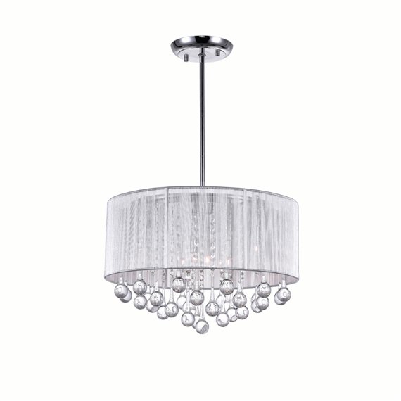 CWI Water Drop 6 Light Drum Shade Chandelier With Chrome Finish