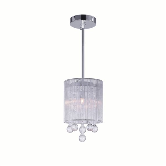 CWI Water Drop 1 Light Drum Shade Mini Pendant With Chrome Finish