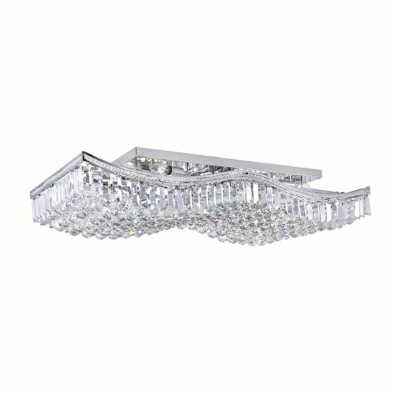 CWI Ripple 18 Light  Flush Mount With Chrome Finish