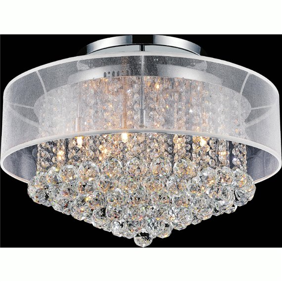 CWI Radiant 12 Light Drum Shade Flush Mount With Chrome Finish