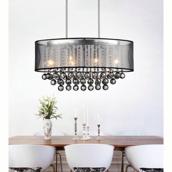 CWI Radiant 6 Light Drum Shade Chandelier With Chrome Finish