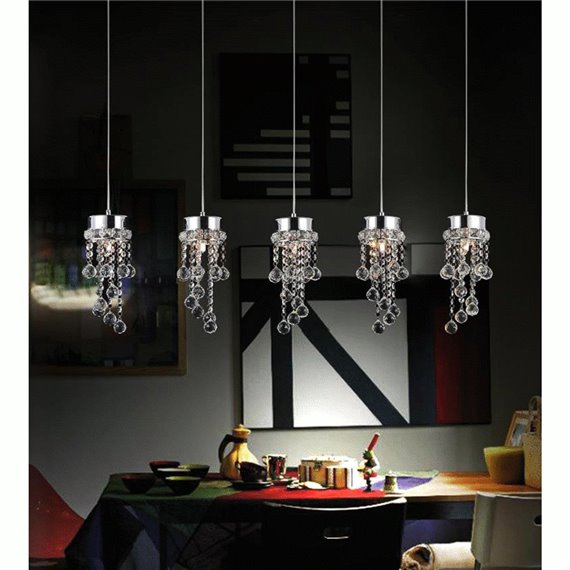 CWI Monica 5 Light Multi Light Pendant With Chrome Finish