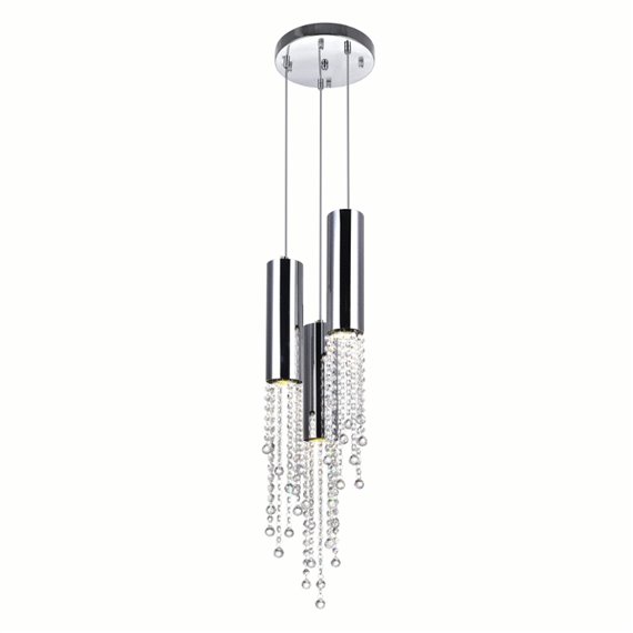 CWI Extended 3 Light Down Mini Pendant With Chrome Finish