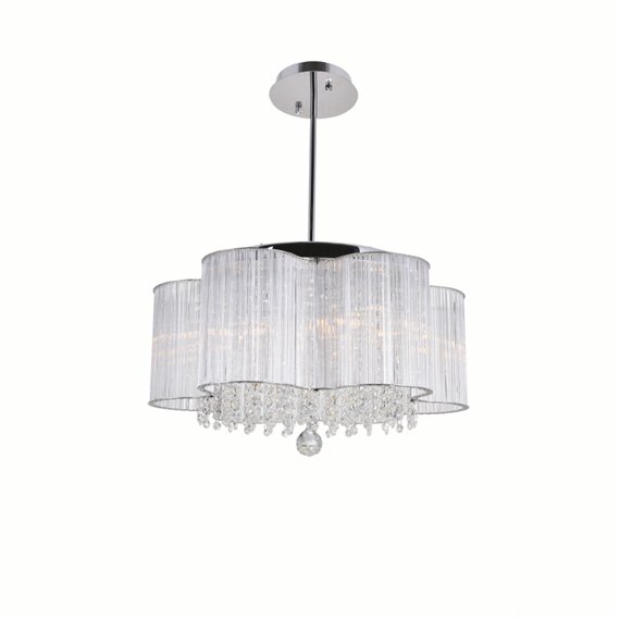 CWI Spring Morning 7 Light Down Chandelier With Chrome Finish