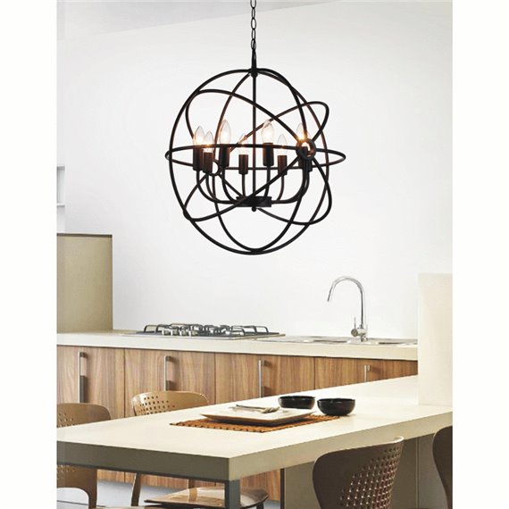 CWI Arza 8 Light Up Chandelier With Brown Finish